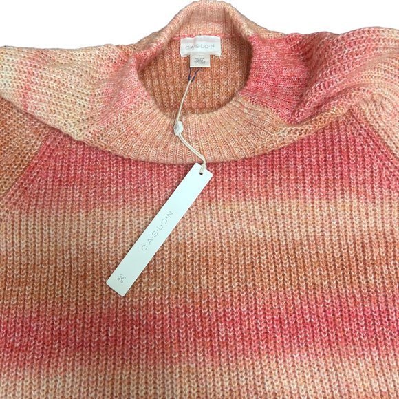 Women's NWT Nordstrom Caslon Space Dye Pastel‎ Striped Sweater Size Large - Picture 4 of 6